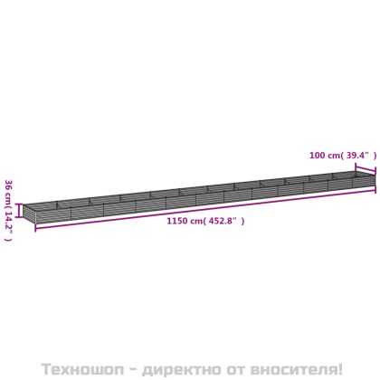 Градинска повдигната леха 1150x100x36 см кортенова стомана