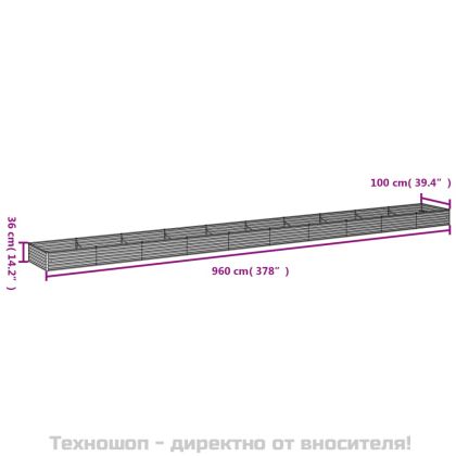 Градинска повдигната леха 960x100x36 см кортенова стомана
