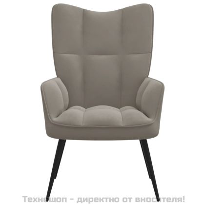 Релаксиращ стол, светлосив, кадифе