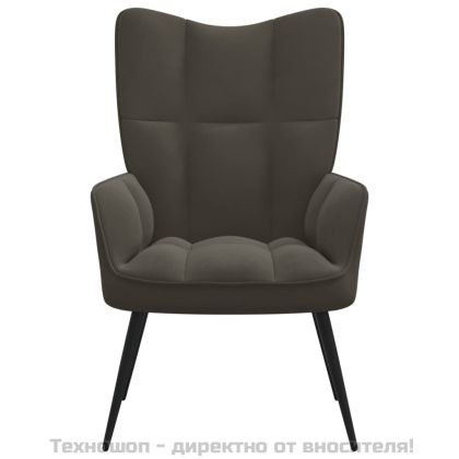 Релаксиращ стол, тъмносив, кадифе