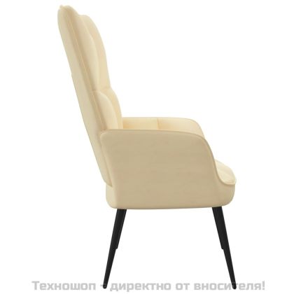 Релаксиращ стол, кремавобял, кадифе