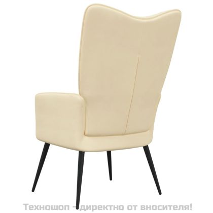 Релаксиращ стол, кремавобял, кадифе