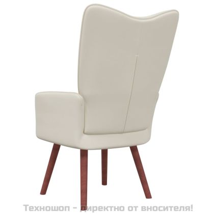 Релакс стол, кремавобял, кадифе