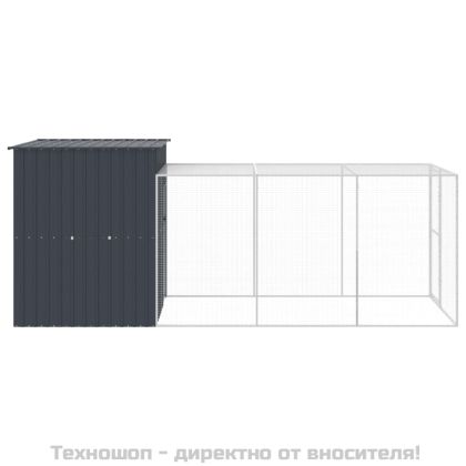 Клетка за пилета с волиера, антрацит, 165x455x181 см, стомана