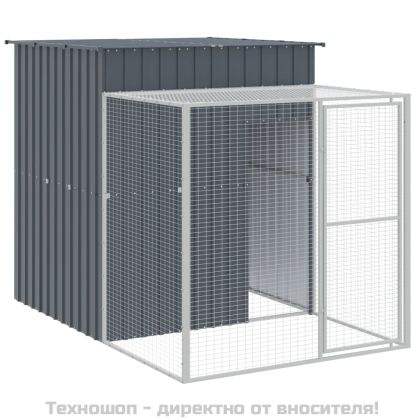 Клетка за пилета с волиера, антрацит, 165x455x181 см, стомана