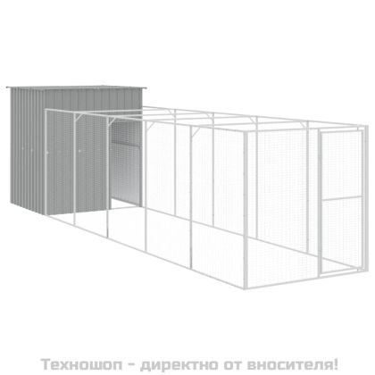 Кучешка къща с волиера, 165x659x181 см поцинкована стомана