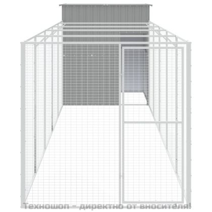 Кучешка къща с волиера, 165x659x181 см поцинкована стомана
