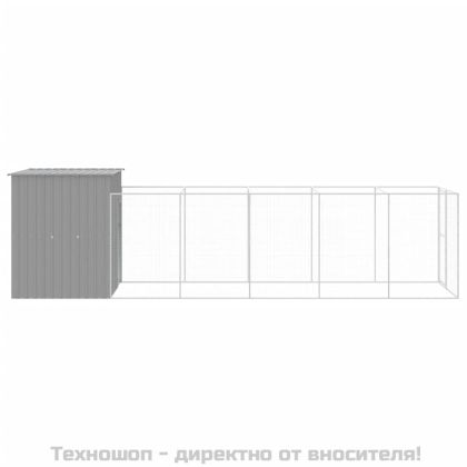 Кучешка къща с волиера, 165x659x181 см поцинкована стомана