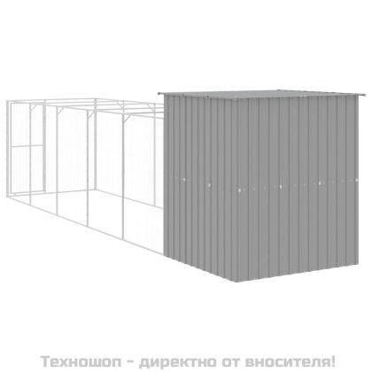 Кучешка къща с волиера, 165x659x181 см поцинкована стомана