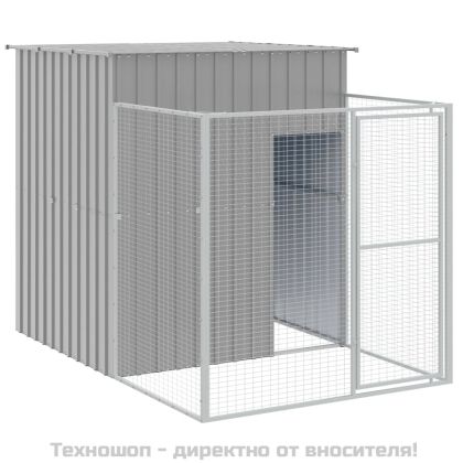 Кучешка къща с волиера, 165x659x181 см поцинкована стомана