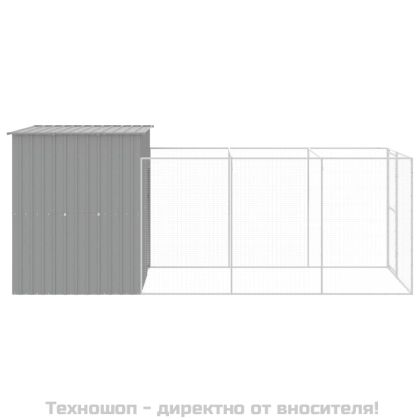 Кучешка къща с волиера, 165x455x181 см поцинкована стомана