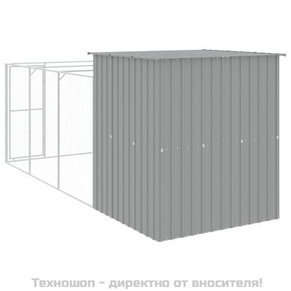Кучешка къща с волиера, 165x455x181 см поцинкована стомана