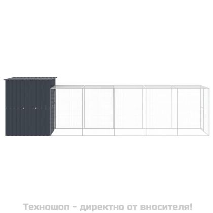 Клетка за пилета с волиера, антрацит, 165x659x181 см, стомана