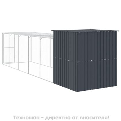 Клетка за пилета с волиера, антрацит, 165x659x181 см, стомана