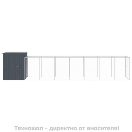 Клетка за пилета с волиера, антрацит, 165x863x181 см, стомана