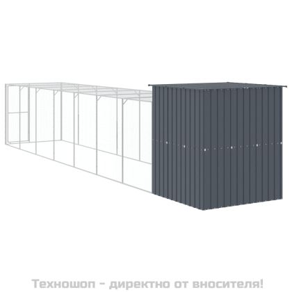Клетка за пилета с волиера, антрацит, 165x863x181 см, стомана