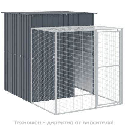 Клетка за пилета с волиера, антрацит, 165x863x181 см, стомана