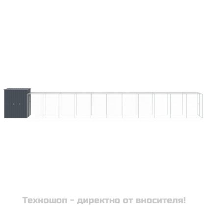 Клетка за пилета с волиера, антрацит, 165x1271x181 см, стомана