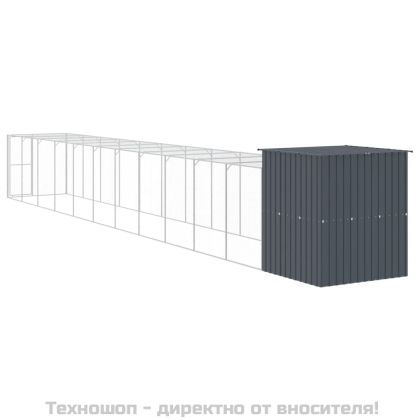 Клетка за пилета с волиера, антрацит, 165x1271x181 см, стомана