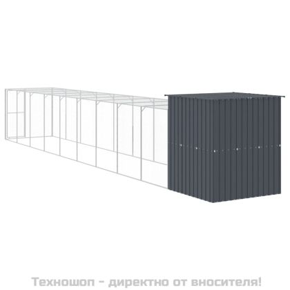 Клетка за пилета с волиера, антрацит, 165x1067x181 см, стомана