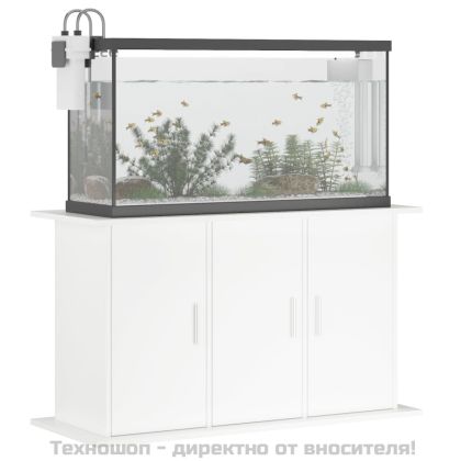 Поставка за аквариум, бяла, 101x41x58 см, инженерно дърво