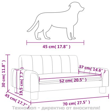 Кучешко легло светлосиво 70x45x30 см текстил