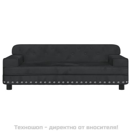 Детски диван, черно, 90x53x30 см, кадифе