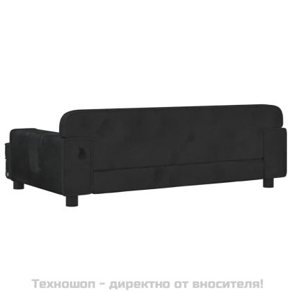 Детски диван, черно, 90x53x30 см, кадифе