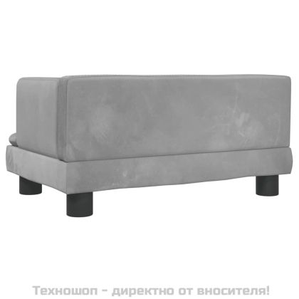 Детски диван, светлосив, 60x40x30 см, кадифе