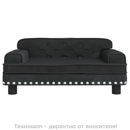 Детски диван, черно, 90x53x30 см, кадифе