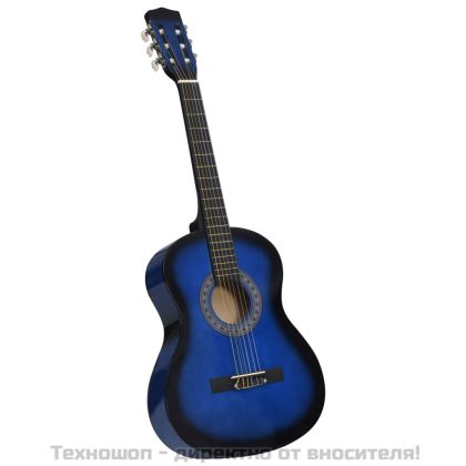 Класическа китара за начинаещи с калъф, синя, 4/4, 39"