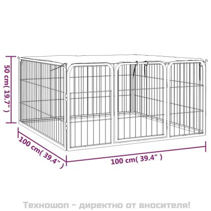 Заграждение за куче 4 панела черно 100x50 см прахово боядисано