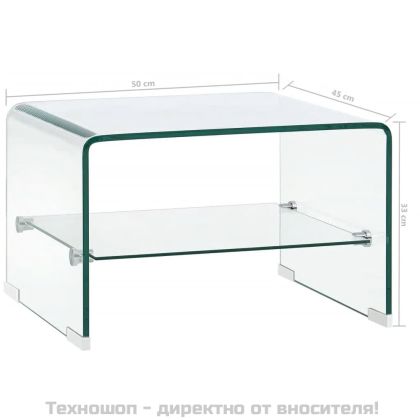 Маса за кафе, прозрачна, 50x45x33 см, закалено стъкло