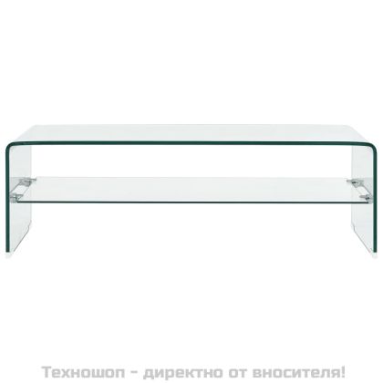 Маса за кафе, прозрачна, 98x45x31 см, закалено стъкло