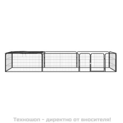 Заграждение за куче черно 8 панела 100x50 см прахово боядисано