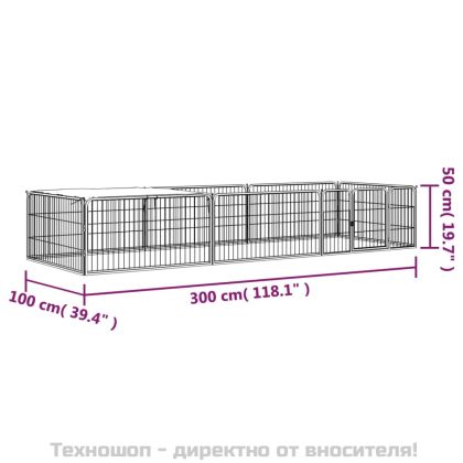 Заграждение за куче черно 8 панела 100x50 см прахово боядисано
