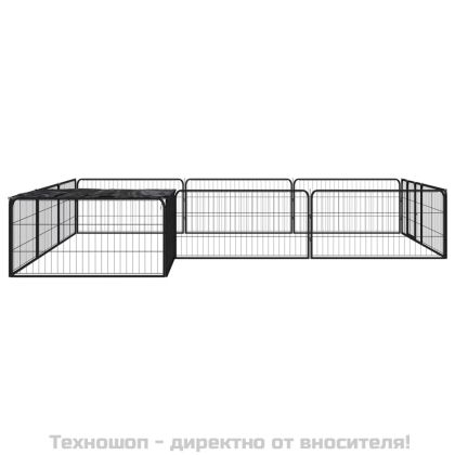 Заграждение за куче черно 12 панела 100x50 см прахово боядисано