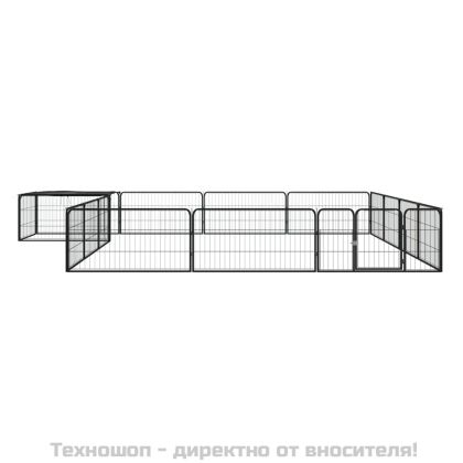 Заграждение за куче черно 16 панела 100x50 см прахово боядисано