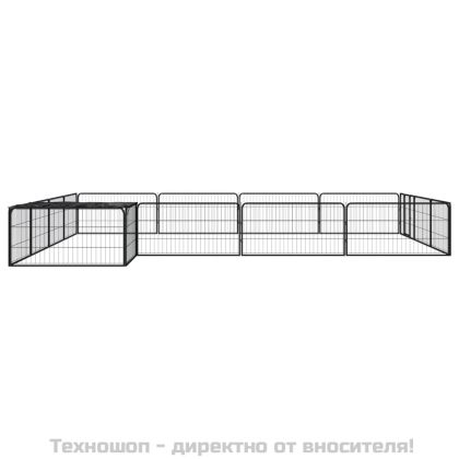 Заграждение за куче черно 16 панела 100x50 см прахово боядисано
