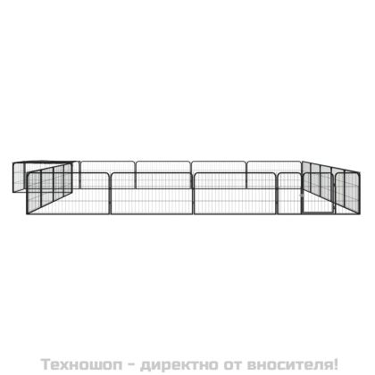 Заграждение за куче черно 20 панела 100x50 см прахово боядисано