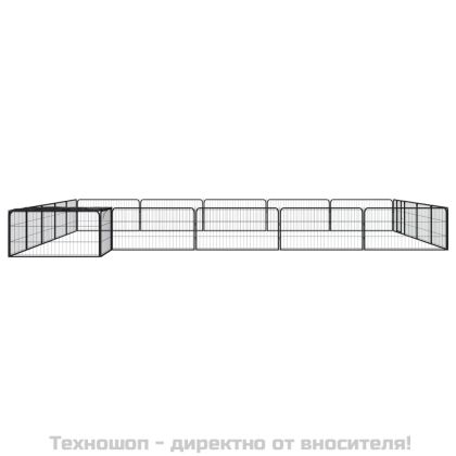 Заграждение за куче черно 20 панела 100x50 см прахово боядисано