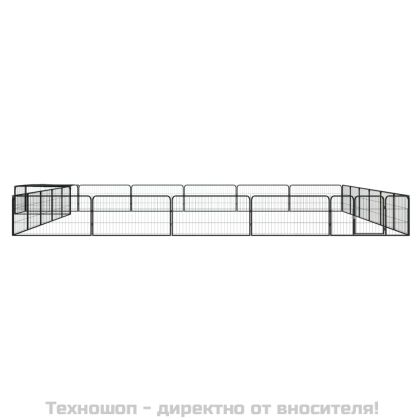 Заграждение за куче черно 24 панела 100x50 см прахово боядисано