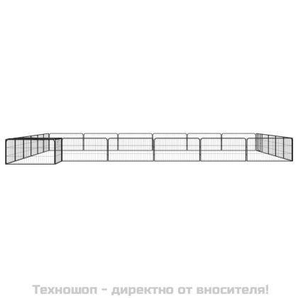 Заграждение за куче черно 24 панела 100x50 см прахово боядисано