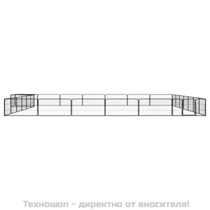 Заграждение за куче черно 28 панела 100x50 см прахово боядисано