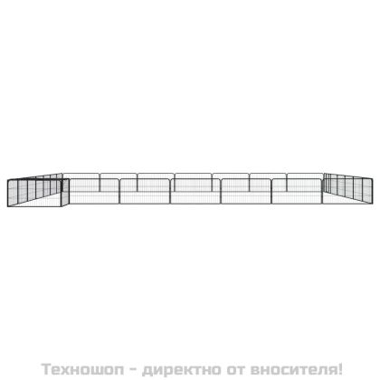 Заграждение за куче черно 28 панела 100x50 см прахово боядисано
