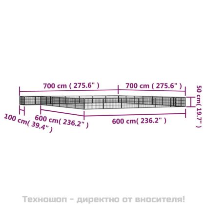 Заграждение за куче черно 28 панела 100x50 см прахово боядисано