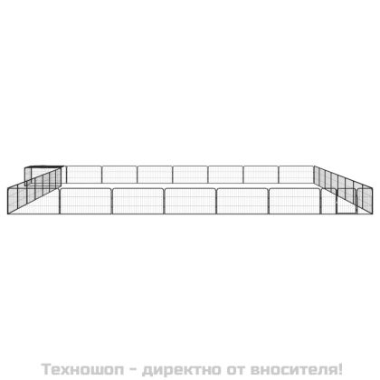 Заграждение за куче черно 32 панела 100x50 см прахово боядисано