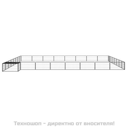 Заграждение за куче черно 32 панела 100x50 см прахово боядисано
