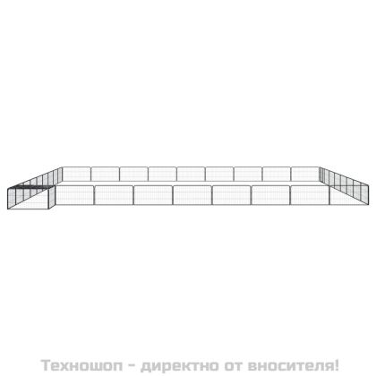 Заграждение за куче черно 36 панела 100x50 см прахово боядисано