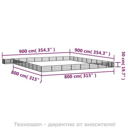Заграждение за куче черно 36 панела 100x50 см прахово боядисано